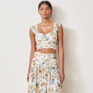 Bec + Bridge Fleurette  Cropped Sweat Heart Cotton Blouse Floral Size 8